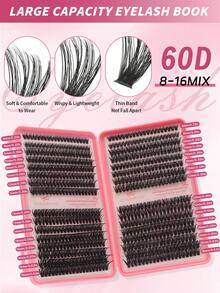 640片裝 D捲 60D 8-16mm 個別睫毛簇 DIY 睫毛束 自然外觀 超柔軟 超輕量 可重複使用 分段式假睫毛 睫毛接種套組，適合初學者在家或隨身攜帶，適用於日常、婚禮、約會、派對、音樂節、萬聖節，大容量假睫毛簇 D捲 個別睫毛套組 大容量組合睫毛套組 640片 DIY 睫毛接種套組 - D - 查看 6