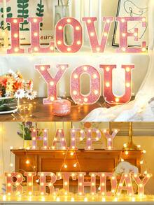 16cm 白色發光 A-Z LED 字母燈,電池供電,臥室裝飾字母夜燈,婚禮裝飾,生日派對裝飾,女孩房/兒童房裝飾字母燈,節日居家酒吧裝飾字母燈,字母燈 - 深粉紅色 - 查看 6