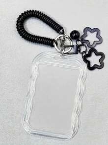 1pc Heavy Duty Retractable ID Badge Holder With Keychain And Wrist Strap, Transparent PVC Card Sleeve With Safety Lock, Anti-Theft Design, Durable ID Card Holder, Suitable For Student ID And Campus Card, Ideal Back To School Gift, Fits Student ID And Access Card - Includes Sliding Cover, Keychain And Meal Card Clip For Easy Card Visibility - Also Features Wrist Strap And Cute Pendant - A - View 3