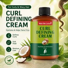 WATR BE LOTUS 1瓶 280ml 椰子滋養捲髮造型乳，植物基底輕盈保濕造型，柔順滋潤捲髮定型，抗毛躁，自然蓬鬆柔順定型，適用於自然捲髮、波浪髮、乾燥毛躁髮質，日常洗後護髮造型 - 捲髮定型霜 - 查看 10