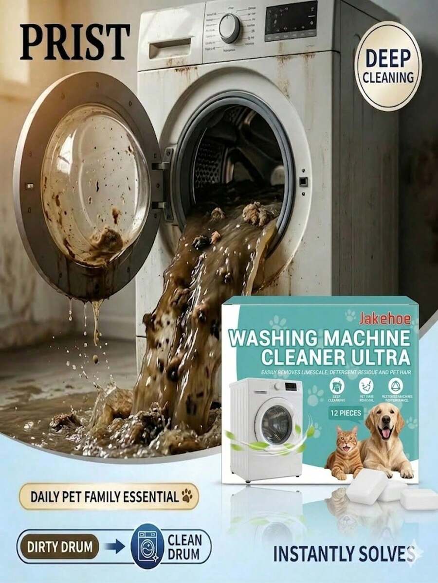 jakehoe Tablet Pembersih Mesin Cuci Count, Formula Pembersih Mendalam Cocok Untuk Mesin Cuci Bukaan Atas Dan Bukaan Depan, Menghilangkan Bau, Noda Air Sadah, Kerak Kapur, Busa Sabun, Serat, Meninggalkan Aroma Segar, Cocok Untuk Mesin Cuci HE, Mudah Digunakan, Model Baru Dan Lama Dikirim Secara Acak.