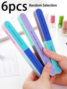 6/1 pieza Lima de uñas de 7 caras de colores, lima de borde de uñas, bloque de amortiguación de lijado, bloque de pulido y modelado, adecuado para salones de uñas - Varios estilos - Ver 7