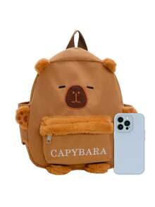 1 Large Capacity Cute Capybara Pattern Backpack. Lively Student Backpack, Multi-Pocket Design. Fashion Backpack. Mini Backpack, Small Backpack - Brown - View 2