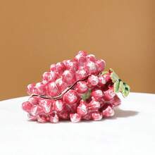 SIQIZHOU 1pc Enamel Jewelry Box, Home Decor, Grape Pattern, Metal Material, Suitable Gift For Girls, Small Decorative Item, Used For Storing Earrings, Rings, Jewelry, Home Decoration. - Pink - View 1