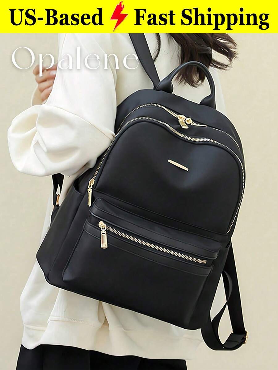 Classic Beaded Quilted Backpack For Women Waterproof Business Casual Commuting Travel Bag Cute Multi-Compartment Computer Daypack For Back To School - 彩色 - 查看 1