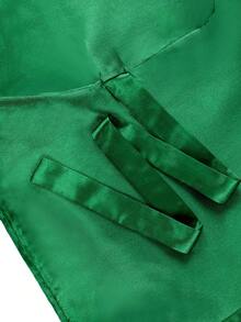 Plus Size Green Elegant Satin Peplum Blouse With Waist Belt 3D Flower Long Sleeves Slim Fit Top Elegant Office Work Party Formal Occasion Fall Outfit - Green - View 8