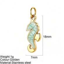 1pc Gold Seahorse Pendant Colorful Seahorse Shaped Charm Accessory Suitable For Necklace Bracelet Earrings Decoration Versatile Fashion - Multicolor - View 14