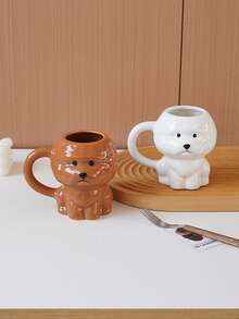 1pc 340ml Cute Bichon Frise Ceramic Mug, Hand-Painted Dog Theme With Handle, Suitable For Home Decor And Tableware, Can Be Used As Latte Cup For Restaurant And Cafe, Gift, Holiday Decoration Or Living Room Drinking Cup - Multicolor - View 4