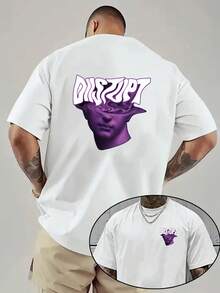 Camiseta de hombre con hombros caídos, una innovadora camiseta de corte holgado con diseño de doble cara, ropa de hombre moderna y a la moda, imprescindible para los hombres, de manga corta - Blanco - Ver 2