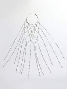 1 pieza Accesorio de cabello de moda diaria para mujer con cadena de malla de strass y borlas, tocado - Multicolor - Ver 13