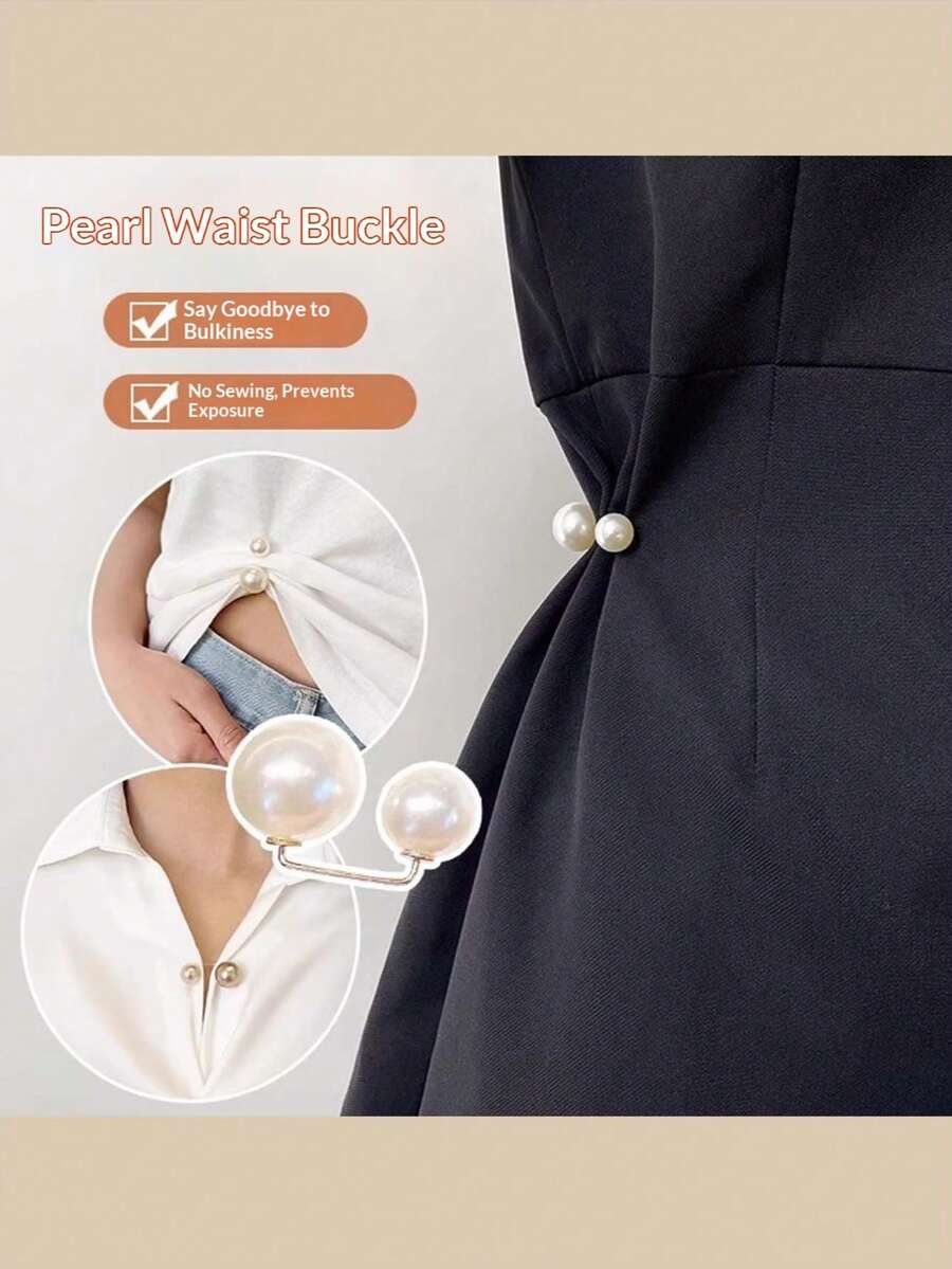 Faux Pearl Brooches, Waist Tightening Pins For Dresses Pants, Anti-Gap Neckline Fastener Buttons, Decorative Clothing Accessories For Women - Multicolor - View 1