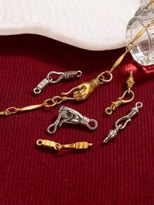 5 Sets Stainless Steel Palm Clasp Hooks Connectors Parts For Fasteners Bracelet Necklace Chunky OT Clasps DIY Jewelry Making Kit - Connector - View 1