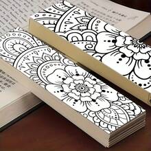 Juego de 32 piezas de marcapáginas para colorear con diseños de mandala - Patrones intrincados en blanco y negro, diseños florales y de mandala, actividades de colorear para Navidad y cumpleaños - A - Ver 4
