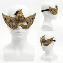 1 Peça Máscara de Águia de Meia Face, Máscara de Cabeça de Águia para Halloween, Máscara de Animal 3D para Festa de Carnaval - Multicolorido - Visão 3