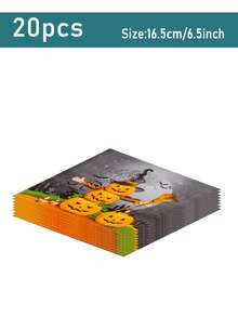 50 piezas de platos de papel, vasos y servilletas para fiesta de Halloween, platos de papel con diseño de calabaza, vajilla desechable para mesa de postres, decoración de fiesta de cumpleaños, set de regalo para decoración de fiesta de vacaciones para 10 personas - multicolor - Ver 14