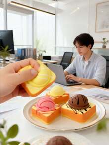 1pc Simulation Toast Ice Cream Bread Squishy, Ultra Slow Rising Bread, Food Model Ornaments - Multicolor - View 4