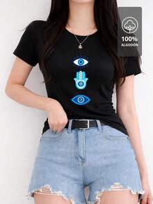 Printed T-Shirt % Cotton - Blue Mystic Edition - Black - View 1