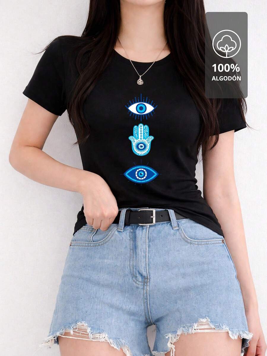 Printed T-Shirt % Cotton - Blue Mystic Edition - Black - View 1