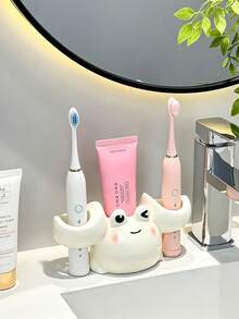 1pc Toothbrush Holder, Drill-Free Toothbrush Rack, Cute Crab Electric Toothbrush Storage Organizer, Bathroom Sink Toothpaste And Toothbrush Base Decor, Bathroom Sink Toothbrush And Toothpaste Storage Rack - Multicolor - View 3