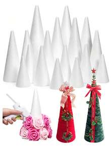 2/1pc Set Large White Solid Foam Cones, Art Cones, DIY Craft Supplies, PS(Polystyrene) Foam Christmas Birthday Scene Decor, Event Display Props, Cone Accessories, Home Decor, Artificial Glitter Christmas Tree Cones, Christmas Cone Tree, New Year Thanksgiving Winter Valentine's Day Handmade Gift Ideas (Please Place Your Order According To Your Required Size) - Multicolor - View 4