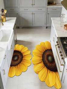 1pc Sunflower Floral Diatom Mud Bath Mat, Bathroom Rug, Door Mat, Small Rug, Carpet, Floor Mat, Home Decor, Area Rug, Outdoor Mat, Bedroom Carpet, Washable Rug, Mother's Day Gift - Multicolor 5 - View 5