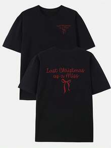 En la Navidad pasada, la camiseta de moda para hombre con estampado a doble cara era adecuada para el uso diario informal en casa y para actividades de fitness al aire libre. un top de - Negro - Ver 1