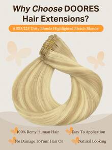DOORES 9PCS Ekstensi Rambut Jepit Lurus Rambut Manusia Asli Alami Ekstensi Rambut Manusia Perawan Tenunan Ganda Jepit Tak Terlihat & Lembut Potongan Rambut Mini Untuk Rambut Tipis Untuk Wanita - Musim 18/22/60 - View 4