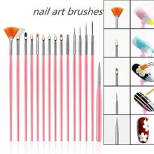 35Pcs All-In-One Nail Art Brush Set, Dotting Pens & Multi-Shape Painting Brushes For Lining, Flat & Fine Tip Brushes Plus Crystal Filled Dotting Tools For Floral Drawing And Nail Ornament Application - Multicolor - View 6