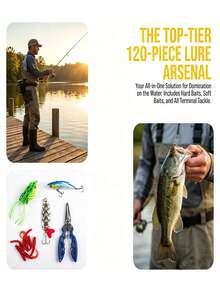 GOTURE 1 Set Multi-Functional Fishing Kit, Includes Hard Baits + Soft Baits + Accessories, Suitable For Freshwater/Saltwater, Ideal For Bass And Trout Fishing, Holiday Gift - Multicolor - View 6