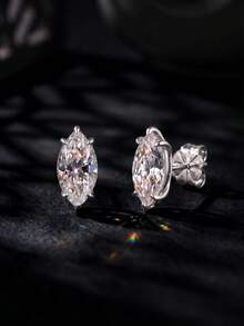 ORSA JEWELS 1對925銀14K金 0.3-1CT D色VVS級馬眼形莫桑石耳釘，經典珠寶，適合女性、男性生日派對與週年紀念 - MOE24 - 查看 5