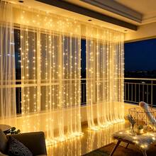 Battery Powered LED Fairy Curtain Lights, String Lights With Remote Control 8 Modes, Suitable For Christmas, Halloween, Bedroom, Wedding, Home, Party, Various Holiday Decoration Lighting - Battery Box Curtain Light - View 5