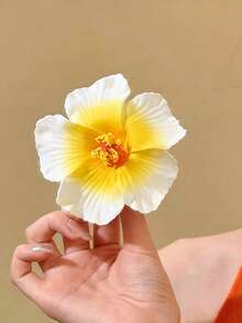 10/2pcs Yellow Hibiscus Hair Clips, Women's Beach Vacation Photo Hair Accessories, Side Hair Clips, Suitable For Daily Wear - Yellow - View 2