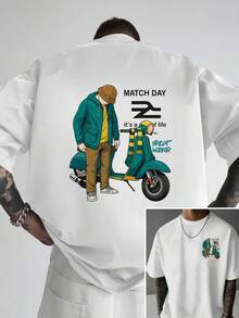 MATCH DAY, Men's Fashion T-Shirt With Reversible Double-Sided Print, Suitable For Leisure At Home Or Outdoor Fitness Activities, A Modern Garment, A Must-Have Item - 白色 - 查看 2
