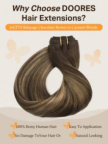 DOORES 9PCS Ekstensi Rambut Jepit Lurus Rambut Manusia Asli Alami Ekstensi Rambut Manusia Perawan Tenunan Ganda Jepit Tak Terlihat & Lembut Potongan Rambut Mini Untuk Rambut Tipis Untuk Wanita - S4/27/4 - View 4
