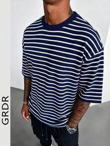 GRDR 男士时尚圆领短袖T恤 | 精致设计 | 夏季必备 | 百搭易穿 | 展现你的风格 - 藏蓝色 - 查看 6