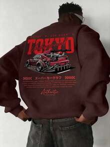Sudadera de moda 2026 para hombre, estilo motociclista, casual, con estampado temático de piloto de carreras, cómoda, de cuello redondo, para primavera/otoño. - Marrón - Ver 1