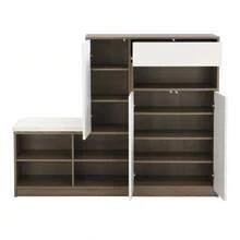 Shoe Bench And Cabinet, Multifunctional Shoe Rack With Padded Seat, Versatile Storage Solution With Adjustable Shelves For The Entryway, White, W 140/D 35/H 110 Cm - 白色 - 查看 6