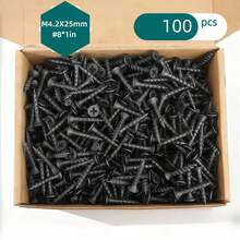 100入黑色高強度M3.5、M4.2自攻螺絲 - 粗牙平頭，適用於乾壁與木工 - 100PCS - 查看 17