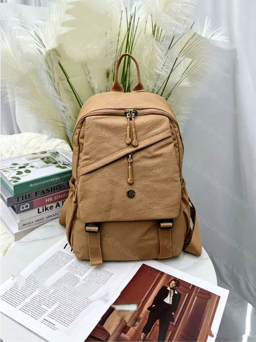Women's Oxford Backpack - Large Capacity - 39 Cm High - With Multiple Compartments For School, Travel And Work - Citrus Yellow - View 1