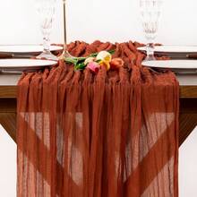 1pc Rust Color Twisted Table Runner, Rustic Spring Tablecloth (Approx. 90*400cm) Bohemian Style Home Decor Wedding Baby Shower Birthday Party - Rust Red - View 6