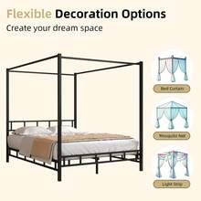 HOMBCK Metal Canopy Bed Frame, Queen Bed Frame With Metal Slats Support,Mattress Foundation, No Box Spring Needed, Easy Assembly, Bedroom Deccor, Christmas Decorations, Bedroom Furniture, Full/ Queen, Black - 黑色 - 查看 3