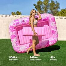 Extra Large Inflatable Sunbathing Pool Lounge Chair - 4-In-1 Sunbathing Tub, Raft, Floating Bed And Pillow, Adult Outdoor Summer Pool Float Mat, Durable Blue Design, Suitable For Ball Pit Parties And Water Fun, Sturdy Structure - 1PC - View 4