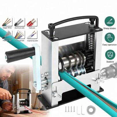 Wire Strippers With 6 Cable Entry Channels, Suitable For 3-17mm Cables – Dual-Mode, Hand-Crank Or Drill-Driven, Efficient Wire Stripping Tool Suitable For Electrical Work, Home Improvement, Automotive Repair, And DIY Wiring Projects.