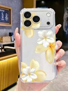 1個夏季清新雞蛋花設計透明防震軟手機殼，適用於 iPhone 17 Pro/16 - 無色 - 查看 2