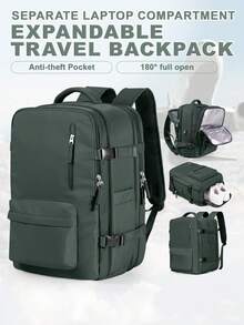 Large Capacity Travel Backpack Unisex Style, High School And College Student Back To School Luggage Backpack, Waterproof Nylon Durable, College Student Backpack, With Independent Shoe Compartment, Multi-Functional Dry And Wet Separation Compartment Storage, Luggage Storage Bag, Expandable Capacity Multi-Compartment Business Functional Backpack, Expandable Extra Large Laptop Backpack, Outdoor Travel Carry-On Boarding Travel Backpack, Personal Backpack, 15.6 Inch, 17 Inch Laptop Backpack - Multicolor - View 12