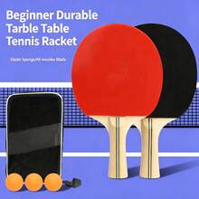Juego de raquetas de tenis de mesa, incluye 2 raquetas, 3 pelotas de tenis de mesa y bolsa portátil, adecuado para principiantes - Multicolor - Ver 2