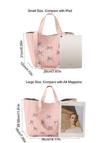 Tas Popok Ringan untuk Ibu, Tas Bayi Berbahan Quilted, Tas Ganti Popok untuk Anak Perempuan, Tas Penyimpanan Popok dengan Pita untuk Aktivitas Luar Ruangan, Warna Pink, Tersedia Dua Ukuran - MultiWarna - View 11
