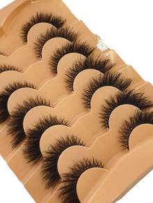 HBZGTLAD 7 Pairs Assorted Natural Style False Eyelashes, Fluffy Thickened Cat Eye Wispy Lashes With Black Band, Dense Extension-Look D Curl Cat Eye Lashes, Natural Appearance Faux Mink 3D Fluffy Russian Strip Lashes, Reusable For Daily Wear And Practice - View 3