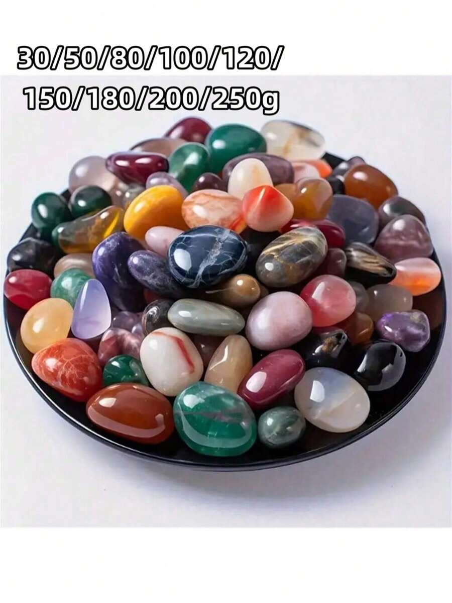 30/50/80/100/120/150/180/200/250g Bohemian gemischte farbige natürliche polierte Steine und Kristalle - lebhafte sortierte Edelsteine, geeignet für Heimdekoration, Aquarien, Sukkulenten-Glasbehälter, Garten- und Blumentopfdekoration, Gartenakzente|Bohemian Stil|Dekorative Kieselsteine