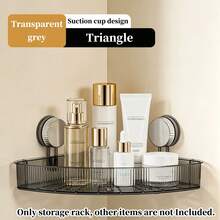 1pc Suction Cup Wall-Mounted Bathroom Shelving, Shower Caddy, Drill-Free Triangular Storage Rack For Shampoo And Shower Accessories, Contemporary Organizer For Bathrooms And Kitchens, Corner Shelf Design, Bathroom Organizers And Storage - Multicolor - View 11